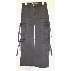 VIP‎ Jeans Black Cargo Wide Leg Baggy Y2K Streetwear Skater D-Ring Women's 9/29